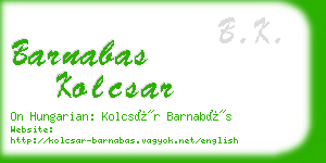 barnabas kolcsar business card